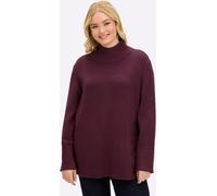 Strickpullover SHEEGO "Pullover", Damen, Gr. 56/58, bordeaux, burgund, meliert, 50% Viskose, 28% Polyester, 22% Polyamid, meliert, unifarben, Pullover Strickpullover (81909810-56) bordeaux, burgund, m