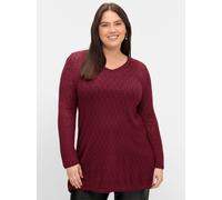 Pullover aus Ajourstrick, in leichter A-Linie, weinrot, Gr.40/42