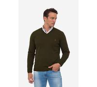 Strickpullover SIR RAYMOND TAILOR "Los Angeles", Herren, Gr. XL, grün (olivgrün), 100% Baumwolle, unifarben, normal, V-Ausschnitt, Pullover Strickpullover, mit klassischem V-Ausschnitt (27038962-XL) o