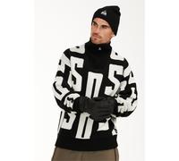 Strickpullover SOS "Verbier", Herren, Gr. XXL, schwarz-weiß (schwarz, weiß), 50% Wolle, 50% Polyester, mehrfarbig, normal, ohne Ausschnitt, Pullover Strickpullover, mit praktischer Reißverschlussleist