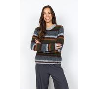 Strickpullover SOYACONCEPT "SC-HADIL YD 2", Damen, Gr. XL, bunt (forest night mel com), Strick, Obermaterial: 68% Polyester, 21% Nylon, 10% Wolle, 1% Elasthan, gemustert, gestreift, normal, Rundhals,