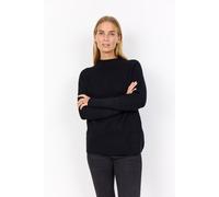Strickpullover SOYACONCEPT "SC-KANITA 4", Damen, Gr. L, schwarz (9999 schwarz), Strick, Obermaterial: 50% Viskose, 27% Polyester, 23% Nylon, unifarben, normal, hoch geschlossener Ausschnitt, Rippstric