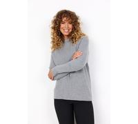 Strickpullover SOYACONCEPT "SC-KANITA 4", Damen, Gr. S, grau (medunkel grau melange), Strick, Obermaterial: 50% Viskose, 27% Polyester, 23% Nylon, meliert, normal, hoch geschlossener Ausschnitt, Pullo