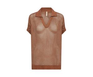 Strickpullover SOYACONCEPT "Soya Concept Sweater SC-LAURETTE", Damen, Gr. L, braun (8710 toffee), Obermaterial: 70% Baumwolle, 30% Leinen, Pullover Strickpullover (88412519-L) 8710 toffee