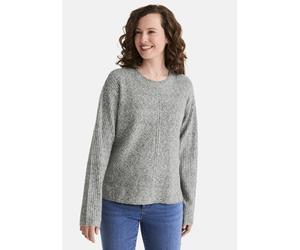 Strickpullover STOOKER WOMEN "CARO Strickpullover", Damen, Gr. 40/42, grün (grün meliert), Jersey, 94% Polyester, 3% Polyamid, 3% Elasthan, slim fit, Rundhals, Pullover Strickpullover, Strick-Pullover