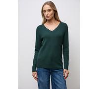 Strickpullover STREET ONE, Damen, Gr. 34, grün (deep teal grün), Stoff, 50% Viskose, 28% Polyester, 22% Polyamid, Strukturmuster, normal normal, V-Ausschnitt, Bündchen, Pullover Strickpullover, aus so