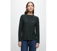 Strickpullover STREET ONE, Damen, Gr. 34, grün (juniper grün), Stoff, 51% Viskose, 30% Polyester, 19% Polyamid, Strukturmuster, normal normal, Rundhals, abgesteppt, Pullover Strickpullover, aus softem