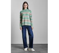 Strickpullover STREET ONE, Damen, Gr. 34, grün (sunlit grün meliert), Stoff, 30% Polyester, 29% Polyacryl, 21% Viskose, 20% Nylon, gestreift, gerade normal, hoch geschlossener Ausschnitt, Rippbündchen