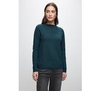 Strickpullover STREET ONE, Damen, Gr. 34, grün (tide blau), Stoff, 33% Polyester, 31% Polyacryl, 24% Baumwolle, 12% Polyamid, unifarben, normal normal, U-Boot-Ausschnitt, Rippbündchen, Pullover Strick
