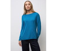 Strickpullover STREET ONE, Damen, Gr. 34, polaris blau, Stoff, 60% Viskose, 40% Baumwolle, unifarben, normal normal, U-Boot-Ausschnitt, Bündchen, Pullover Strickpullover, aus elastischem Materialmix (