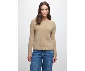 Strickpullover STREET ONE, Damen, Gr. 34, sanded beige, Stoff, 78% Polyamid, 12% Polyacryl, 10% Baumwolle, unifarben, normal normal, U-Boot-Ausschnitt, abgesteppt, Pullover Strickpullover, Grobstrick