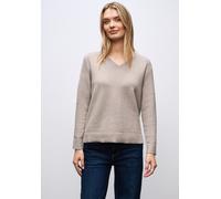 Strickpullover STREET ONE, Damen, Gr. 34, sandstone mocha meliert, Stoff, 50% Viskose, 28% Polyester, 22% Polyamid, unifarben, normal normal, V-Ausschnitt, Rippbündchen, Pullover, in Unifarbe (3570510