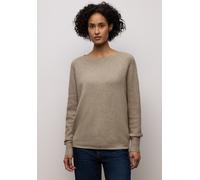 Strickpullover STREET ONE, Damen, Gr. 36, beige (mocha glow meliert), Web;Feinstrick;Grobstrick, 37% Baumwolle, 34% Polyacryl, 26% Polyester, 3% Elasthan, unifarben, regular fit normal, U-Boot-Ausschn