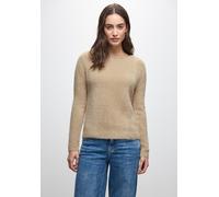 Strickpullover STREET ONE, Damen, Gr. 36, beige (sanded beige), Stoff, 78% Polyamid, 12% Polyacryl, 10% Baumwolle, unifarben, normal normal, U-Boot-Ausschnitt, abgesteppt, Pullover Strickpullover, Gro