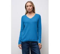 Strickpullover STREET ONE, Damen, Gr. 36, blau (polaris blau), Stoff, 50% Viskose, 28% Polyester, 22% Polyamid, Strukturmuster, normal normal, V-Ausschnitt, Bündchen, Pullover Strickpullover, aus soft