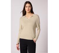 Strickpullover STREET ONE, Damen, Gr. 36, cotton beige meliert, Stoff, 78% Viskose, 22% Polyamid, unifarben, normal normal, V-Ausschnitt, Rippbündchen, Pullover Strickpullover, Feinstrick (30841035-36