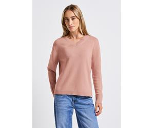Strickpullover STREET ONE, Damen, Gr. 36, faded rose, Grobstrick, 60% Baumwolle, 40% Polyacryl, unifarben, normal normal, V-Ausschnitt, Bündchen, Pullover Strickpullover, im soften Baumwoll-Mix (35799