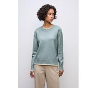 Strickpullover STREET ONE, Damen, Gr. 36, grün (nile blau meliert), Stoff, 30% Polyester, 29% Polyacryl, 21% Viskose, 20% Nylon, unifarben, regular fit normal, Rundhals, Bündchen, Pullover Strickpullo