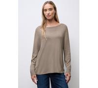 Strickpullover STREET ONE, Damen, Gr. 36, mocha dream meliert, Stoff, 60% Viskose, 40% Baumwolle, unifarben, normal normal, U-Boot-Ausschnitt, Bündchen, Pullover Strickpullover, aus elastischem Materi