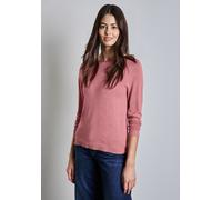Strickpullover STREET ONE, Damen, Gr. 36, rosa (sugar coral meliert), Stoff, 60% Viskose, 40% Baumwolle, unifarben, gerade normal, U-Boot-Ausschnitt, Bündchen, Pullover Strickpullover, mit U-Boot-Auss
