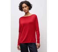 Strickpullover STREET ONE, Damen, Gr. 36, rot (racing rot), Strick, Obermaterial: 60% Viskose, 40% Baumwolle, unifarben, lässig geschnitten hüftbedeckend, U-Boot-Ausschnitt, Flachstrickbündchen, Pullo