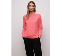 Strickpullover STREET ONE, Damen, Gr. 36, striking coral meliert, Stoff, 50% Viskose, 28% Polyester, 22% Polyamid, unifarben, comfort fit normal, U-Boot-Ausschnitt, Bündchen, Pullover Strickpullover,