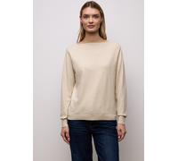 Strickpullover STREET ONE, Damen, Gr. 38, cotton beige meliert, Strick, Obermaterial: 50% Viskose, 28% Polyester, 22% Polyamid, unifarben, bequem hüftbedeckend, U-Boot-Ausschnitt, Bündchen, Pullover S