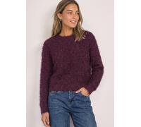 Strickpullover STREET ONE, Damen, Gr. 38, lila (rustic rouge), Stoff, 83% Polyester, 11% Viskose, 6% Polyamid, unifarben, comfort fit normal, Rundhals, Rippbündchen, Pullover Strickpullover, in Unifar