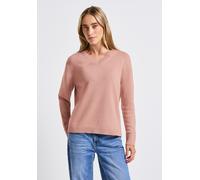 Strickpullover STREET ONE, Damen, Gr. 38, rosa (faded rose), Grobstrick, 60% Baumwolle, 40% Polyacryl, unifarben, normal normal, V-Ausschnitt, Bündchen, Pullover Strickpullover, im soften Baumwoll-Mix