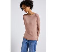 Strickpullover STREET ONE, Damen, Gr. 38, rosa (faded rose meliert), Strick, Obermaterial: 60% Viskose, 40% Baumwolle, unifarben, lässig geschnitten hüftbedeckend, U-Boot-Ausschnitt, Flachstrickbündch