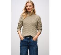 Strickpullover STREET ONE, Damen, Gr. 38, sanded beige, Stoff, 51% Viskose, 30% Polyester, 19% Nylon, unifarben, normal normal, hoch geschlossener Ausschnitt, Rippbündchen, Pullover, mit Turtleneck (3