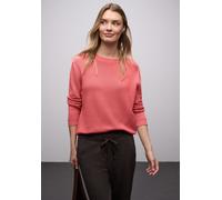Street One Strickpullover Basic Damen – 100% Baumwolle, unifarben, Rundhals, Gr. 38, Striking Coral