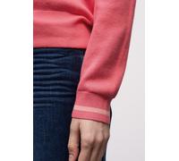 Strickpullover STREET ONE, Damen, Gr. 38, striking coral, Strick, Obermaterial: 60% Viskose, 20% Baumwolle, 20% Nylon, unifarben mit Farbeinsatz, bequem hüftbedeckend, Rundhals, Bündchen, Pullover Str