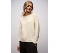 Strickpullover STREET ONE, Damen, Gr. 40, cotton beige meliert, Strick, Obermaterial: 51% Polyester, 45% Viskose, 4% Elasthan, unifarben, bequem hüftbedeckend, Rundhals, Bündchen, Pullover Strickpullo