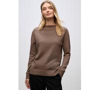 Strickpullover STREET ONE, Damen, Gr. 40, silk braun meliert, Stoff, 33% Polyester, 31% Polyacryl, 24% Baumwolle, 12% Polyamid, unifarben, normal normal, U-Boot-Ausschnitt, Rippbündchen, Pullover, mit