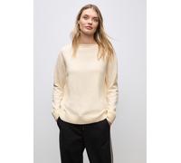 Strickpullover STREET ONE, Damen, Gr. 40, soft beige, Stoff, 33% Polyester, 31% Polyacryl, 24% Baumwolle, 12% Polyamid, unifarben, normal normal, U-Boot-Ausschnitt, Rippbündchen, Pullover Strickpullov