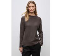 Strickpullover STREET ONE, Damen, Gr. 42, braun (schwarz nomad braun meliert), Stoff, 51% Viskose, 30% Polyester, 19% Polyamid, Strukturmuster, normal normal, Rundhals, abgesteppt, Pullover Strickpull