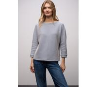 Strickpullover STREET ONE, Damen, Gr. 42, frosted blau, Strick, Obermaterial: 52% Polyester, 32% Baumwolle, 13% Viskose, 3% Elasthan, gemustert, lässig geschnitten hüftbedeckend, U-Boot-Ausschnitt, Bü