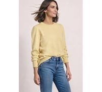 Strickpullover STREET ONE, Damen, Gr. 42, gelb (sunbeam gelb meliert), Web, 37% Baumwolle, 34% Polyacryl, 26% Polyester, 3% Elasthan, unifarben, regular fit normal, Rundhals, Bündchen, Pullover Strick