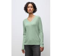 Strickpullover STREET ONE, Damen, Gr. 42, grün (serene grün meliert), Stoff, 50% Viskose, 28% Polyester, 22% Polyamid, Strukturmuster, normal normal, V-Ausschnitt, Bündchen, Pullover Strickpullover, a