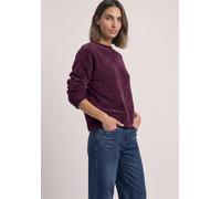 Strickpullover STREET ONE, Damen, Gr. 42, lila (berry maroon), Grobstrick, 80% Polyester, 19% Baumwolle, 1% Polyamid, unifarben, regular fit normal, U-Boot-Ausschnitt, Bündchen, Pullover Strickpullove