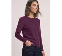 Strickpullover STREET ONE, Damen, Gr. 42, lila (berry maroon meliert), Feinstrick, 37% Baumwolle, 34% Polyacryl, 26% Polyester, 3% Elasthan, unifarben, regular fit normal, Rundhals, Bündchen, Pullover