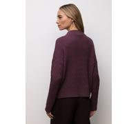 Strickpullover STREET ONE, Damen, Gr. 42, lila (jazz berry), Web, 50% Viskose, 28% Polyester, 22% Polyamid, unifarben, regular fit normal, Rundhals, Bündchen, Pullover Strickpullover, mit Materialmix 