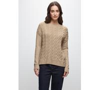 Strickpullover STREET ONE, Damen, Gr. 42, sanded beige, Stoff, 51% Viskose, 30% Polyester, 19% Nylon, unifarben, normal normal, Rundhals, Rippbündchen, Pullover Strickpullover, aus softem Materialmix