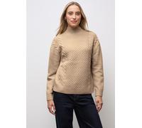 Strickpullover STREET ONE, Damen, Gr. 42, sanded beige, Web, 34% Baumwolle, 34% Polyacryl, 29% Polyester, 3% Elasthan, Strukturmuster, comfort fit normal, Rundhals, Bündchen, Pullover Strickpullover,