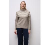 Street One Frauen Pullover im Norweger-Look in Beige, Gr: 42