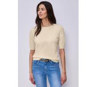 Strickpullover STREET ONE, Damen, Gr. 42, smoke beige meliert, Stoff, 30% Polyester, 27% Polyacryl, 23% Polyamid, 20% Viskose, unifarben, comfort fit normal, Rundhals, Rippbündchen, Pullover Strickpul