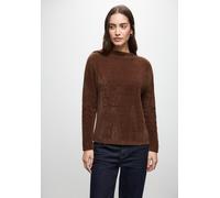 Strickpullover STREET ONE, Damen, Gr. 44, braun (hazelnut braun), Stoff, 78% Polyamid, 12% Polyacryl, 10% Baumwolle, unifarben, normal normal, U-Boot-Ausschnitt, abgesteppt, Pullover Strickpullover, G