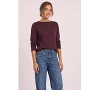 Strickpullover STREET ONE, Damen, Gr. 44, braun (rustic rouge), Web, 60% Viskose, 40% Baumwolle, unifarben, regular fit normal, U-Boot-Ausschnitt, Bündchen, Pullover Strickpullover, im soften Baumwoll