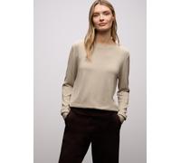 Rundhalspullover STREET ONE, Damen, Gr. 44, cotton beige, Stoff, 86% Viskose, 14% Polyester, unifarben, comfort fit normal, Rundhals, Bündchen, Pullover Rundhalspullover, Basic (67064523-44) cotton be